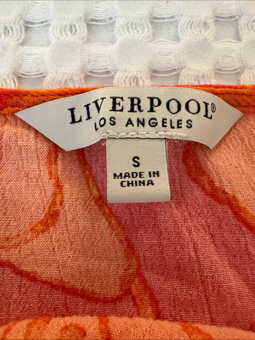 Liverpool Orange Floral Beach Resort BOHO Puff Sleeve Scoop-Neck Blouse SZ S - Picture 3 of 6